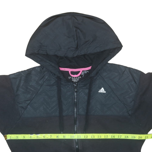 Adidas Womens Black XS Full Zip Hoodie Climalite Cotton Hooded Sweatshirt