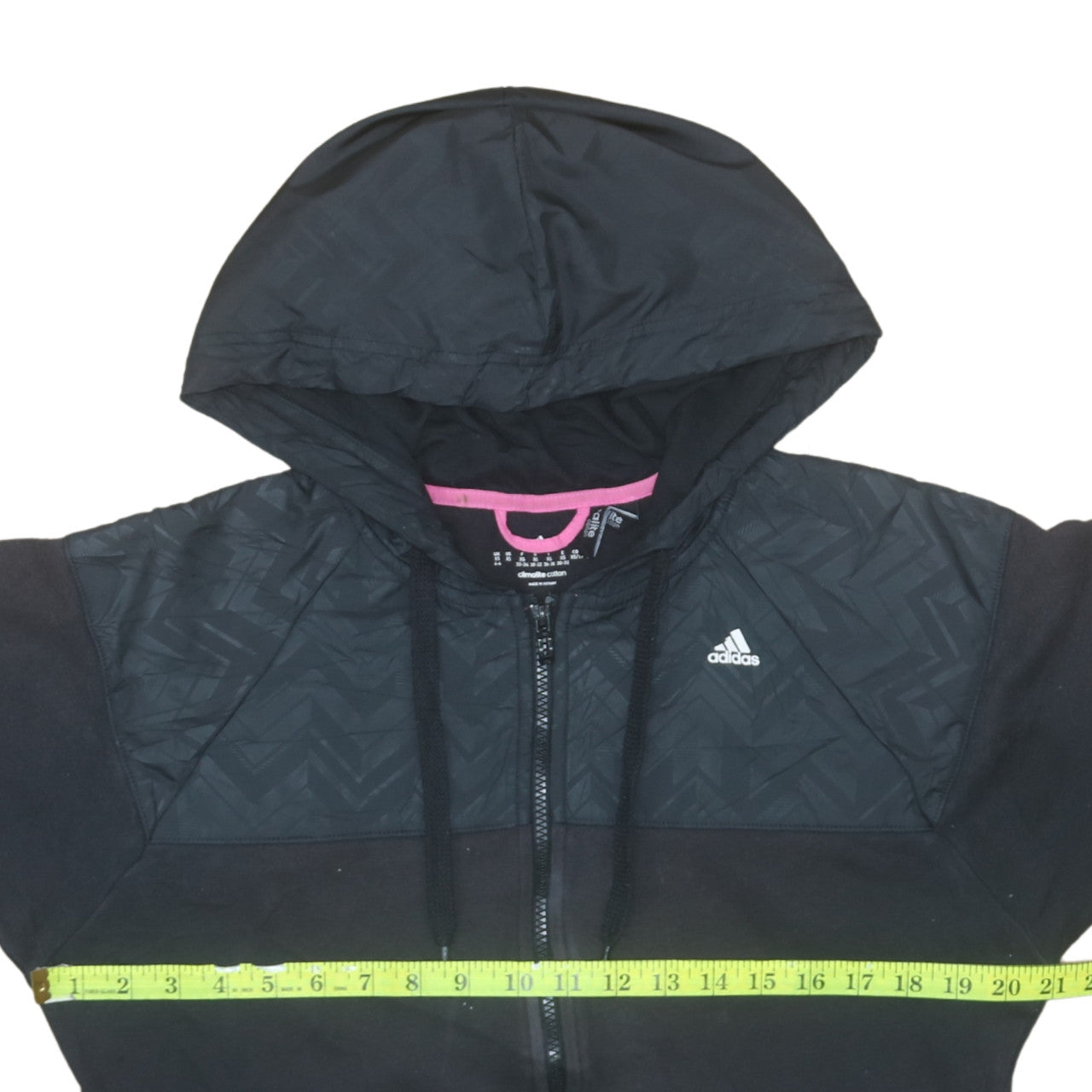 Adidas Womens Black XS Full Zip Hoodie Climalite Cotton Hooded Sweatshirt