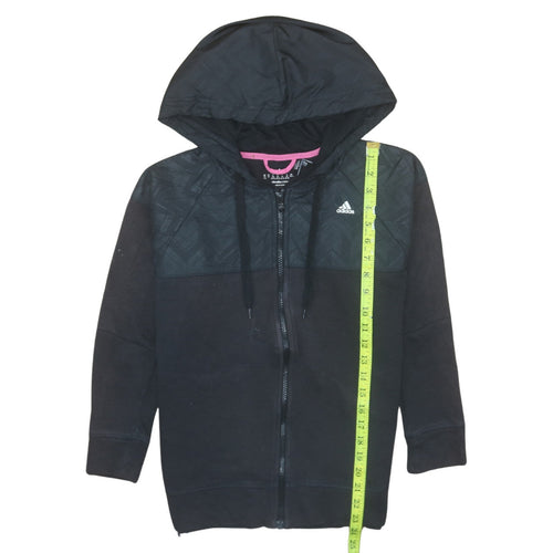 Adidas Womens Black XS Full Zip Hoodie Climalite Cotton Hooded Sweatshirt
