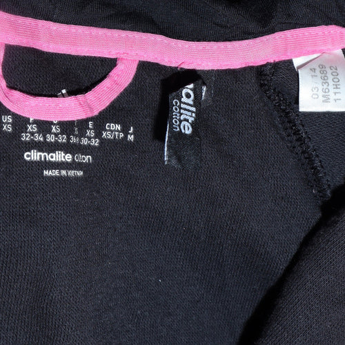 Adidas Womens Black XS Full Zip Hoodie Climalite Cotton Hooded Sweatshirt