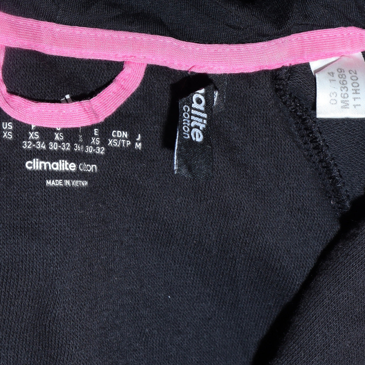 Adidas Womens Black XS Full Zip Hoodie Climalite Cotton Hooded Sweatshirt