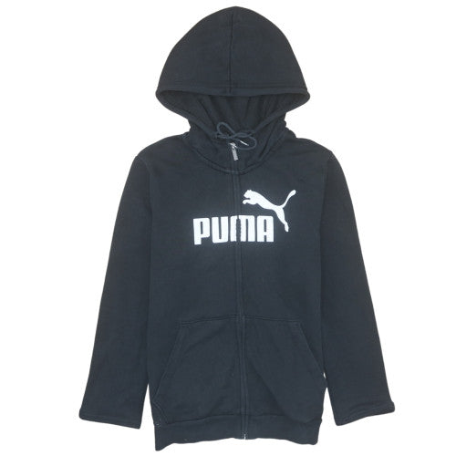 Puma Womens Black Full Zip Hoodie Size 12 Cotton Blend Sweatshirt