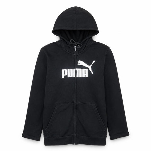 Puma Womens Black Full Zip Hoodie Size 12 Cotton Blend Sweatshirt