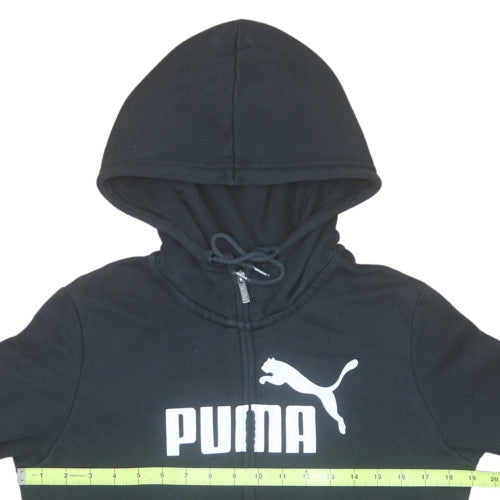 Puma Womens Black Full Zip Hoodie Size 12 Cotton Blend Sweatshirt