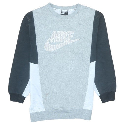Nike Men's Grey Colourblock Crew Neck Sweatshirt Size S