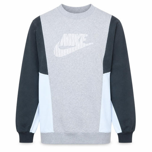 Front view of Nike Men's Grey Colourblock Crew Neck Sweatshirt, size S