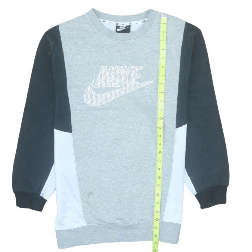 Nike Men's Grey Colourblock Crew Neck Sweatshirt Size S
