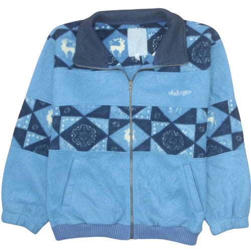 Challenger Women's Blue Fleece Zip Jacket Size 20 Winter Pattern