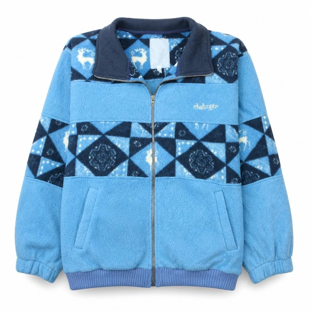 Front view of Challenger Women's Blue Fleece Zip Jacket, size 20, Winter Pattern
