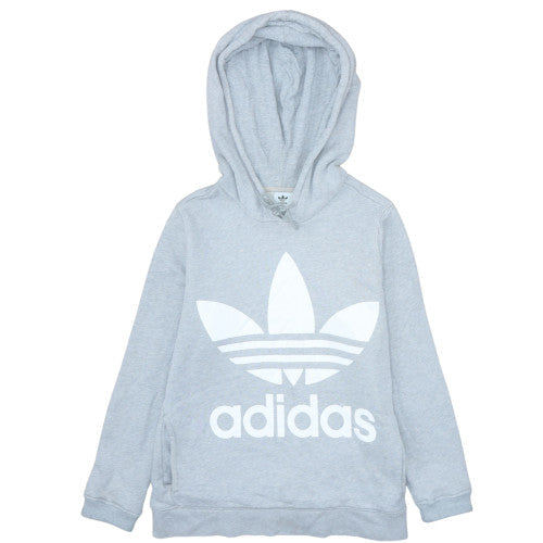 Adidas Women Grey Trefoil Logo Hoodie UK 12 Pullover Sweatshirt
