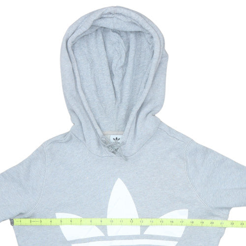 Adidas Women Grey Trefoil Logo Hoodie UK 12 Pullover Sweatshirt