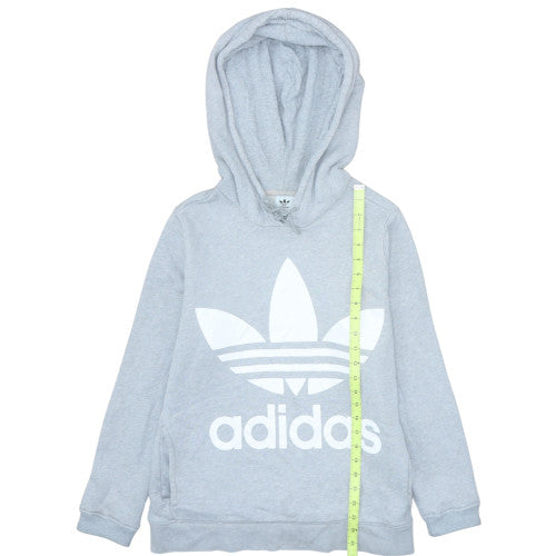 Adidas Women Grey Trefoil Logo Hoodie UK 12 Pullover Sweatshirt