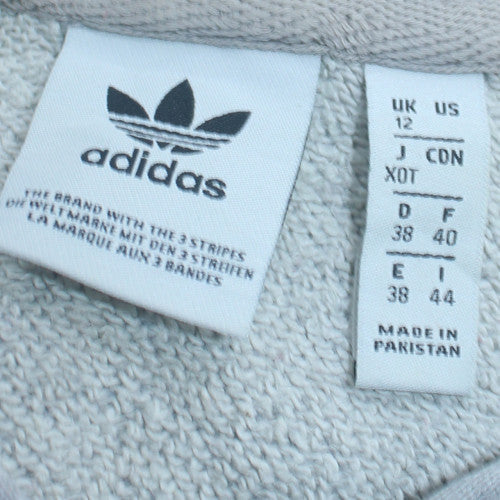 Adidas Women Grey Trefoil Logo Hoodie UK 12 Pullover Sweatshirt