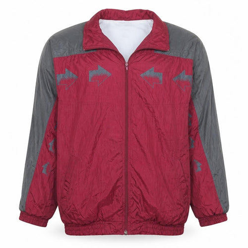 Must Be Sport Men's Red Grey XL Retro 90s Track Jacket