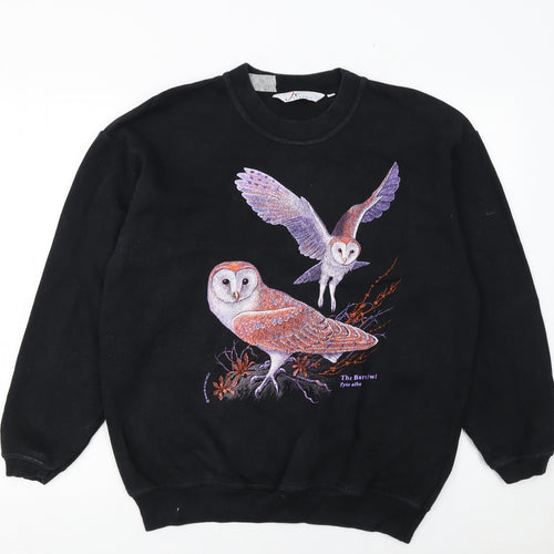 JT's Classic Women's Black Owl Print Pullover Sweatshirt M