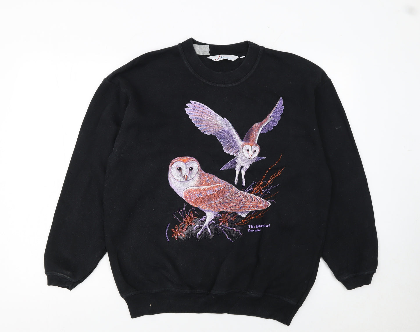 JT's Classic Women's Black Owl Print Pullover Sweatshirt M