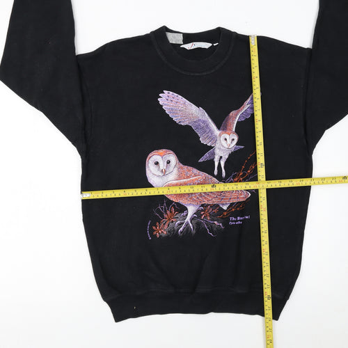 JT's Classic Women's Black Owl Print Pullover Sweatshirt M