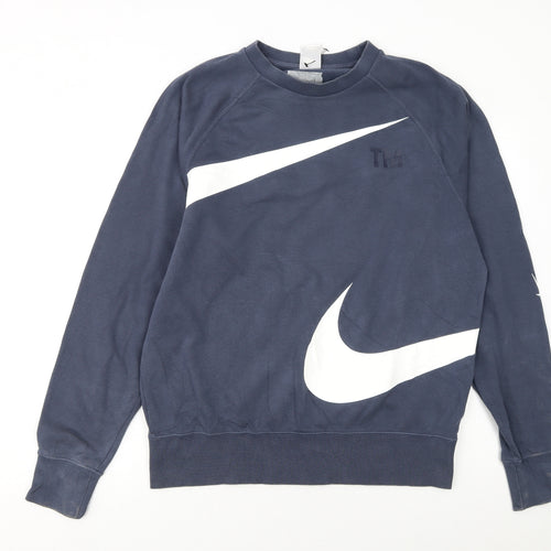 Nike Women's Blue Crew Neck Pullover Sweatshirt M Cotton Blend