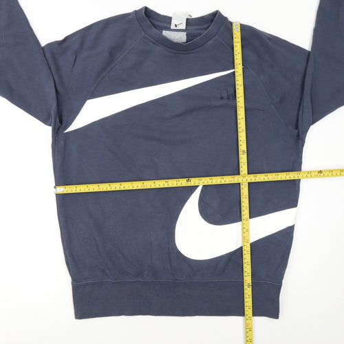 Nike Women's Blue Crew Neck Pullover Sweatshirt M Cotton Blend