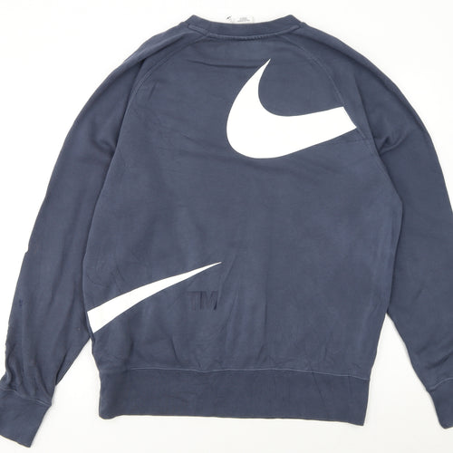 Nike Women's Blue Crew Neck Pullover Sweatshirt M Cotton Blend