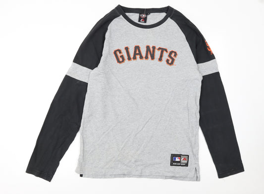 Majestic Men’s Grey Black Giants Long Sleeve Baseball T-Shirt M