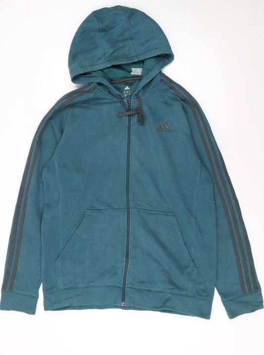 Adidas Men's Blue Full Zip Hoodie Size L Sports Casual