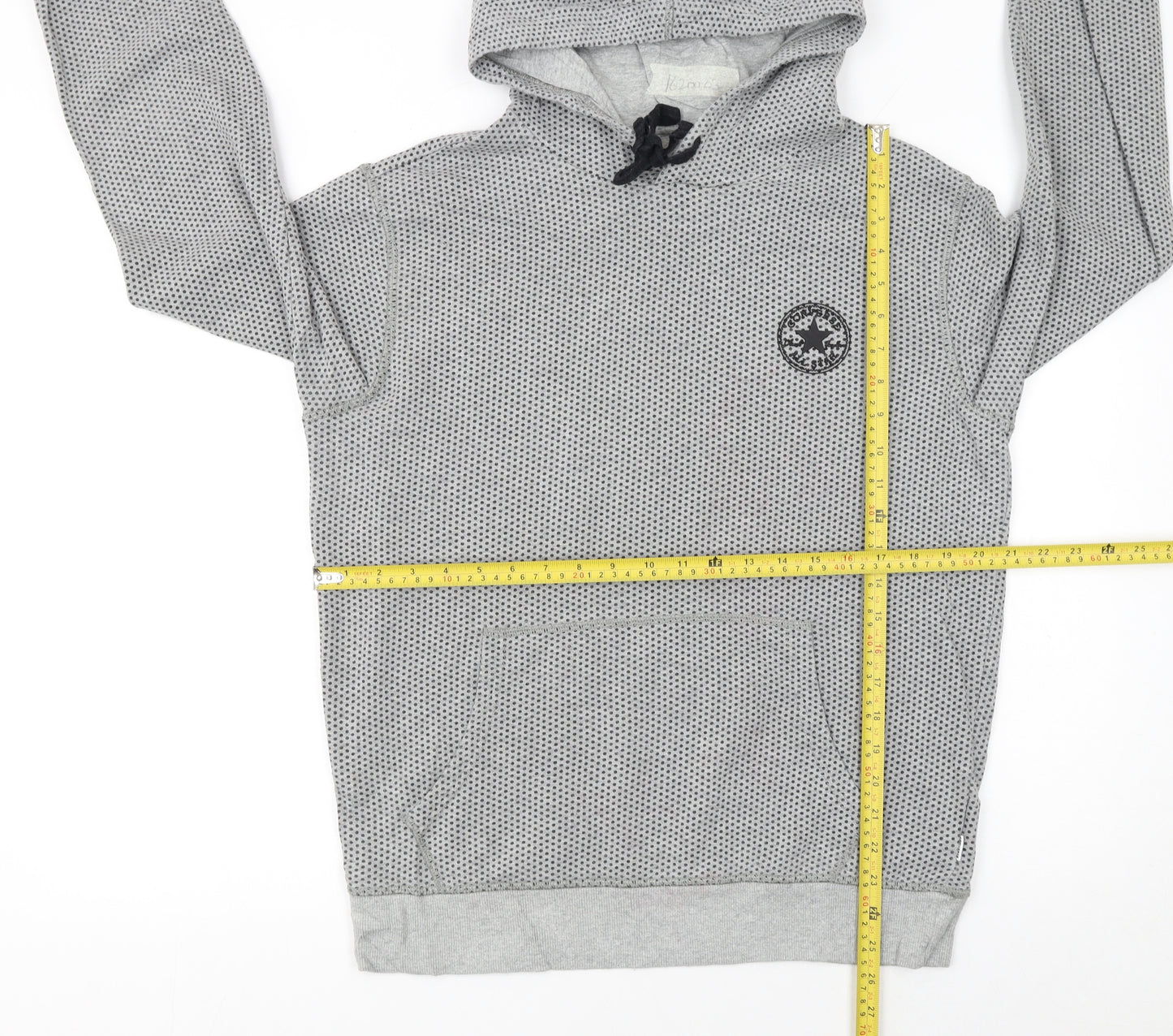 Converse Womens Grey Polka Dot Pullover Hoodie Medium