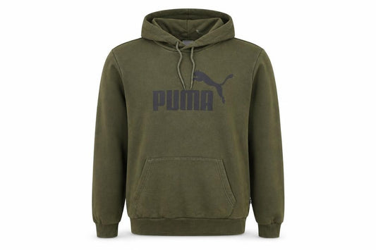Front view of Puma Men’s Green Pullover Hoodie Small Regular Fit Fleece