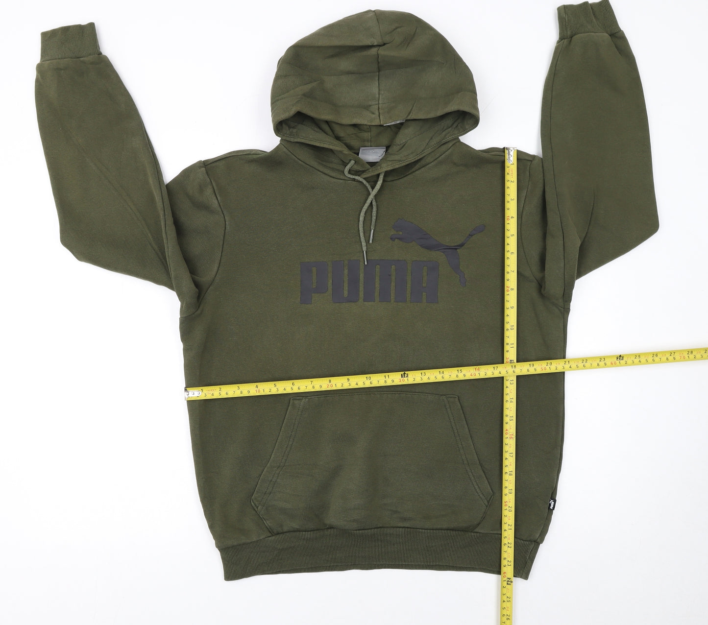 Puma Men’s Green Pullover Hoodie Small Regular Fit Fleece