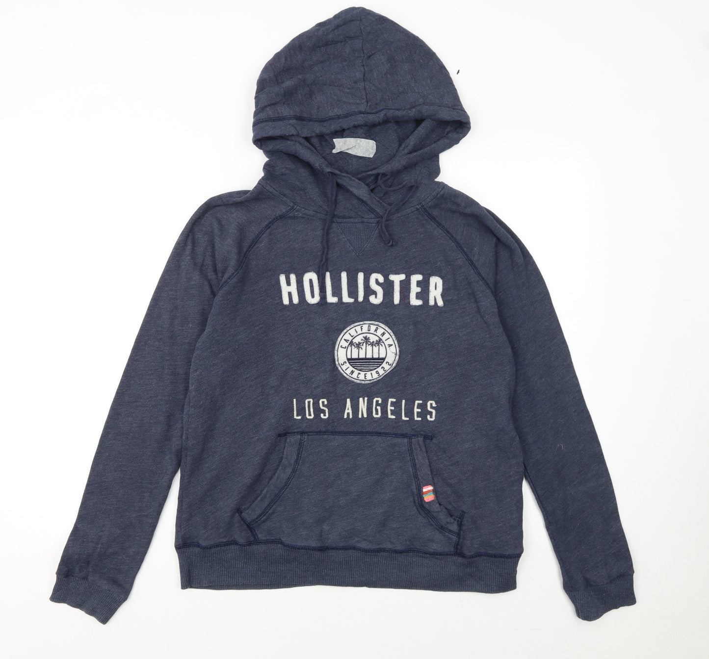 Hollister Women Blue Pullover Hoodie L Los Angeles Logo Cotton Blend