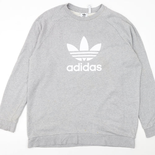 Adidas Men's Grey XL Pullover Sweatshirt Crew Neck Logo