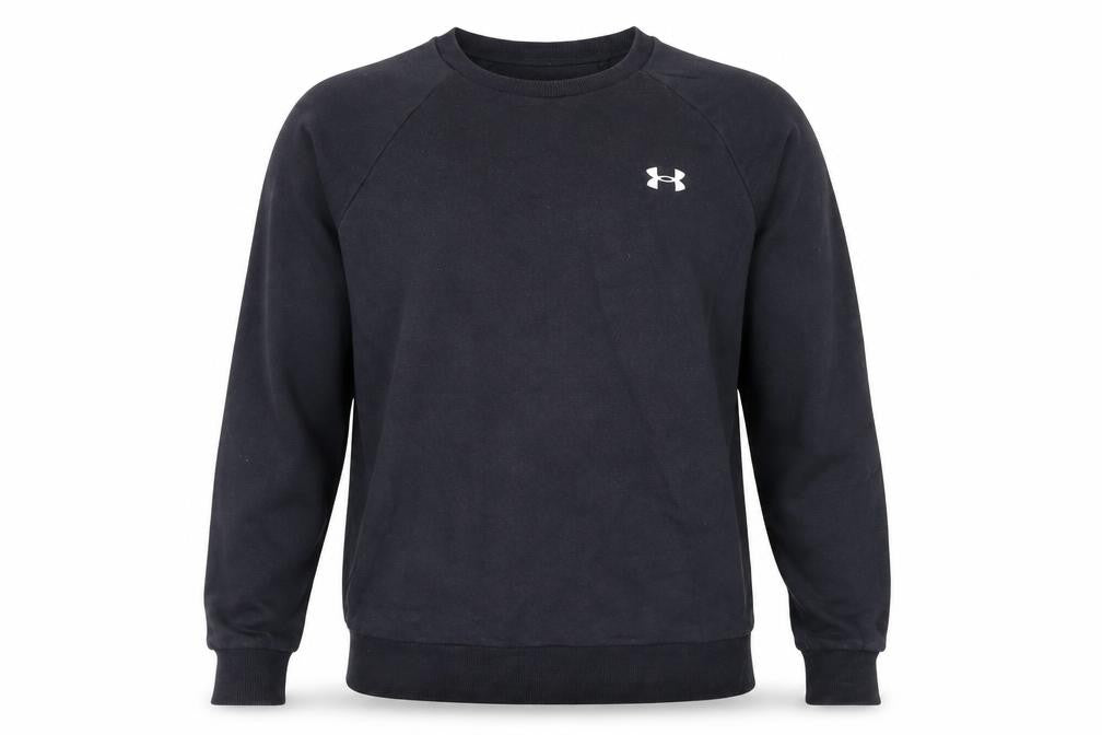 Front view of Under Armour Men's Black M Pullover Sweatshirt Crew Neck Fleece