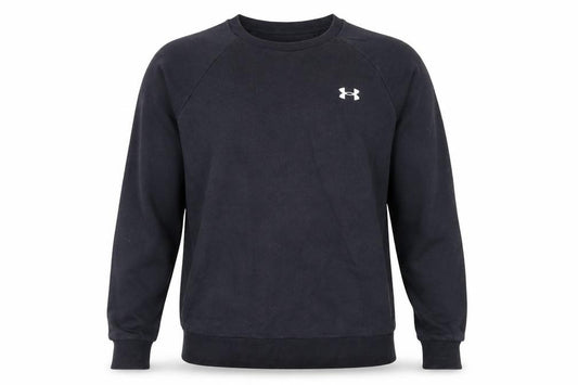 Front view of Under Armour Men's Black M Pullover Sweatshirt Crew Neck Fleece