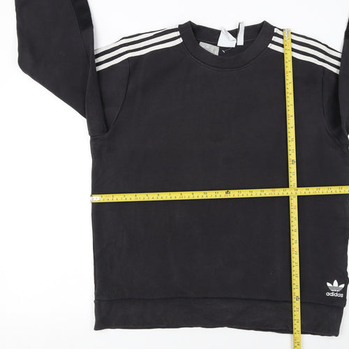 Adidas Men's Black L Crew Neck Pullover Sweatshirt with Stripes