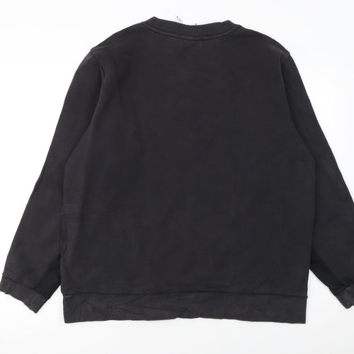 Adidas Men's Black L Crew Neck Pullover Sweatshirt with Stripes