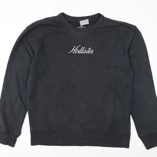 Hollister Men's Black Pullover Sweatshirt M Logo Crewneck