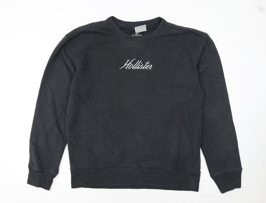 Hollister Men's Black Pullover Sweatshirt M Logo Crewneck