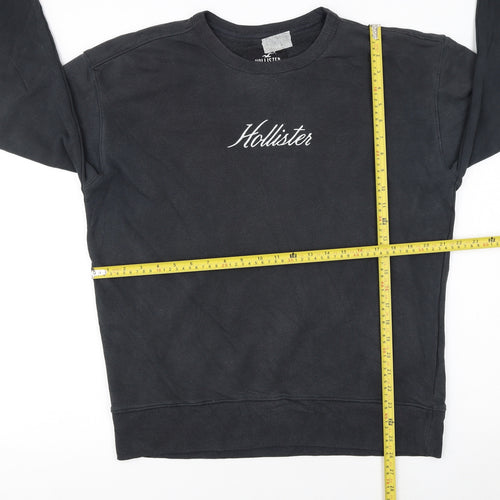Hollister Men's Black Pullover Sweatshirt M Logo Crewneck