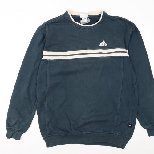 Adidas Mens Blue Striped Pullover Sweatshirt Size M Sportswear