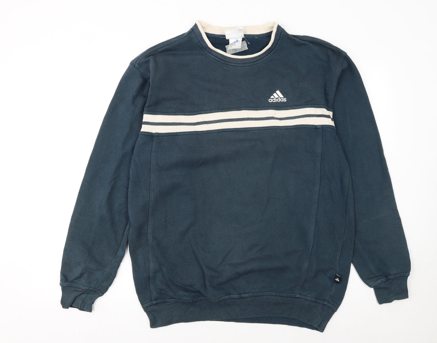 Adidas Mens Blue Striped Pullover Sweatshirt Size M Sportswear