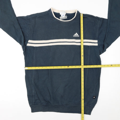 Adidas Mens Blue Striped Pullover Sweatshirt Size M Sportswear