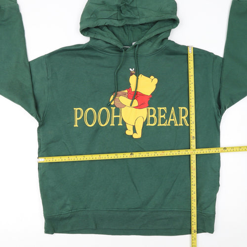 Disney Women Green Winnie the Pooh Hoodie Size L 14/16 Pullover Sweatshirt