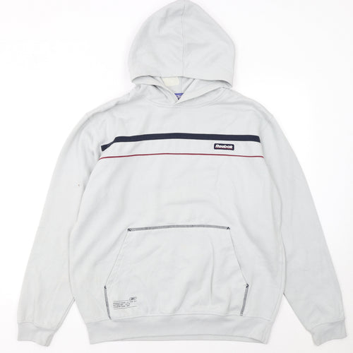 Reebok Men's Grey Pullover Hoodie Size S Sports Fleece Sweatshirt