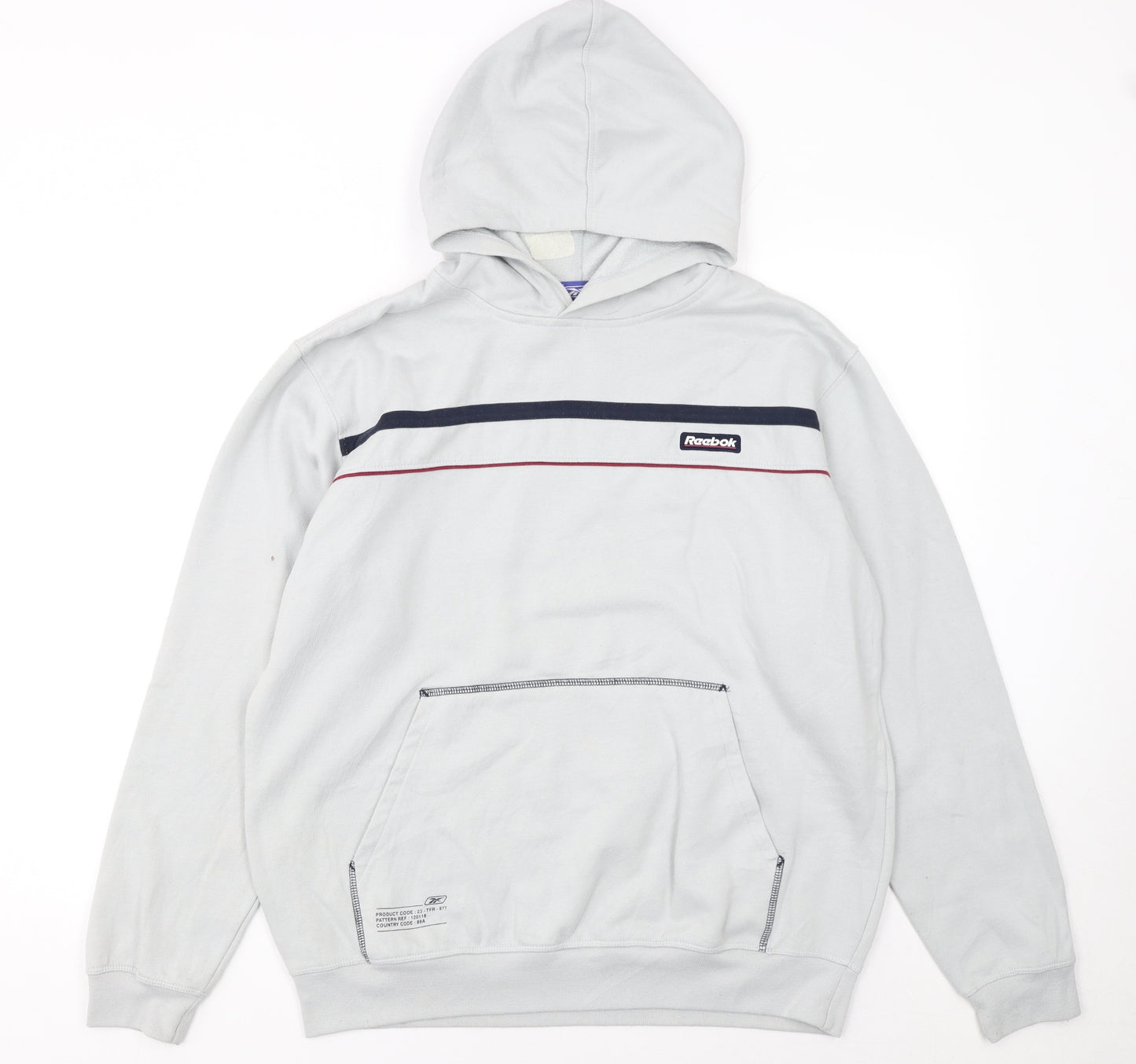 Reebok Men's Grey Pullover Hoodie Size S Sports Fleece Sweatshirt