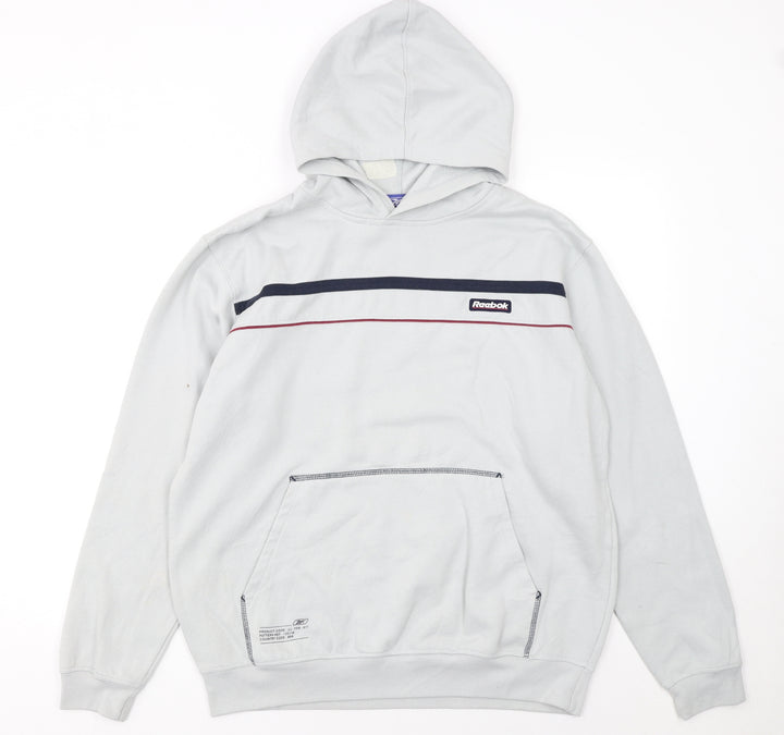 Reebok Men's Grey Pullover Hoodie Size S Sports Fleece Sweatshirt