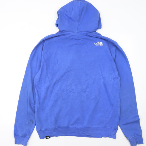The North Face Men's Blue Pullover Hoodie L Logo Graphic Fleece