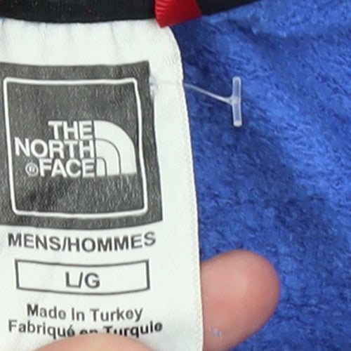 The North Face Men's Blue Pullover Hoodie L Logo Graphic Fleece