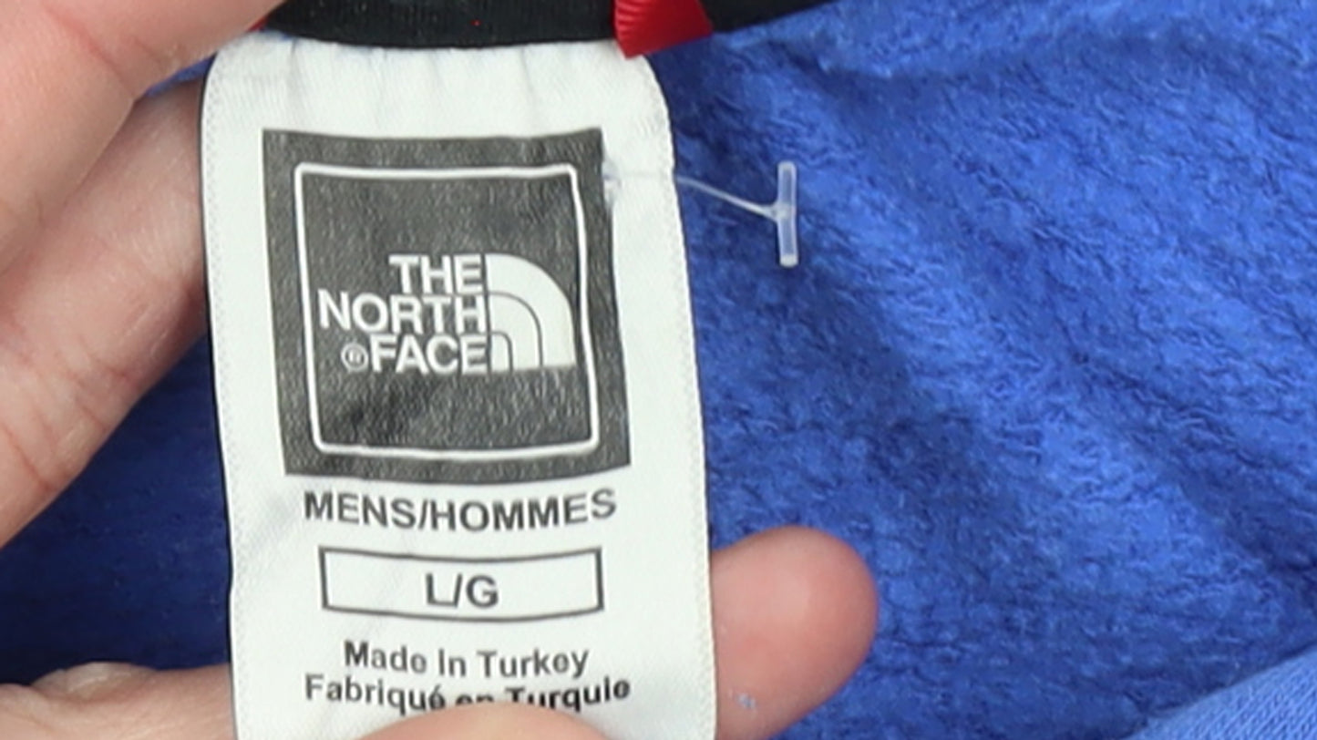 The North Face Men's Blue Pullover Hoodie L Logo Graphic Fleece