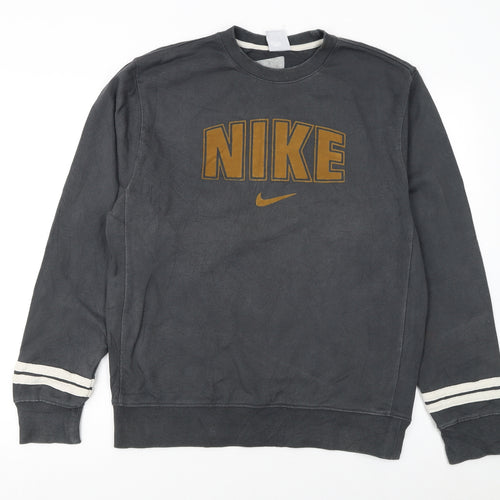 Nike Women’s Grey Cotton Crew Neck Pullover Sweatshirt S