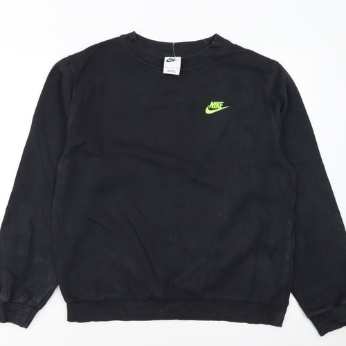 Nike Boys Black XL Pullover Sweatshirt with Neon Logo – Regular Fit